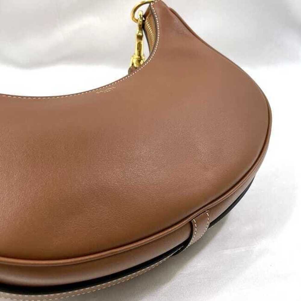 Celine Shoulder Bag Ava Strap Brown Hobo Leather Shoulder Zipper Logo One Point - Picture 5 of 10